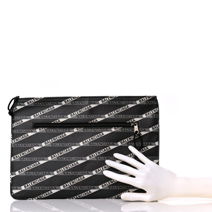 Balenciaga Coated Canvas Losange Monogram Zip Pouch Black Grey 2 of 9