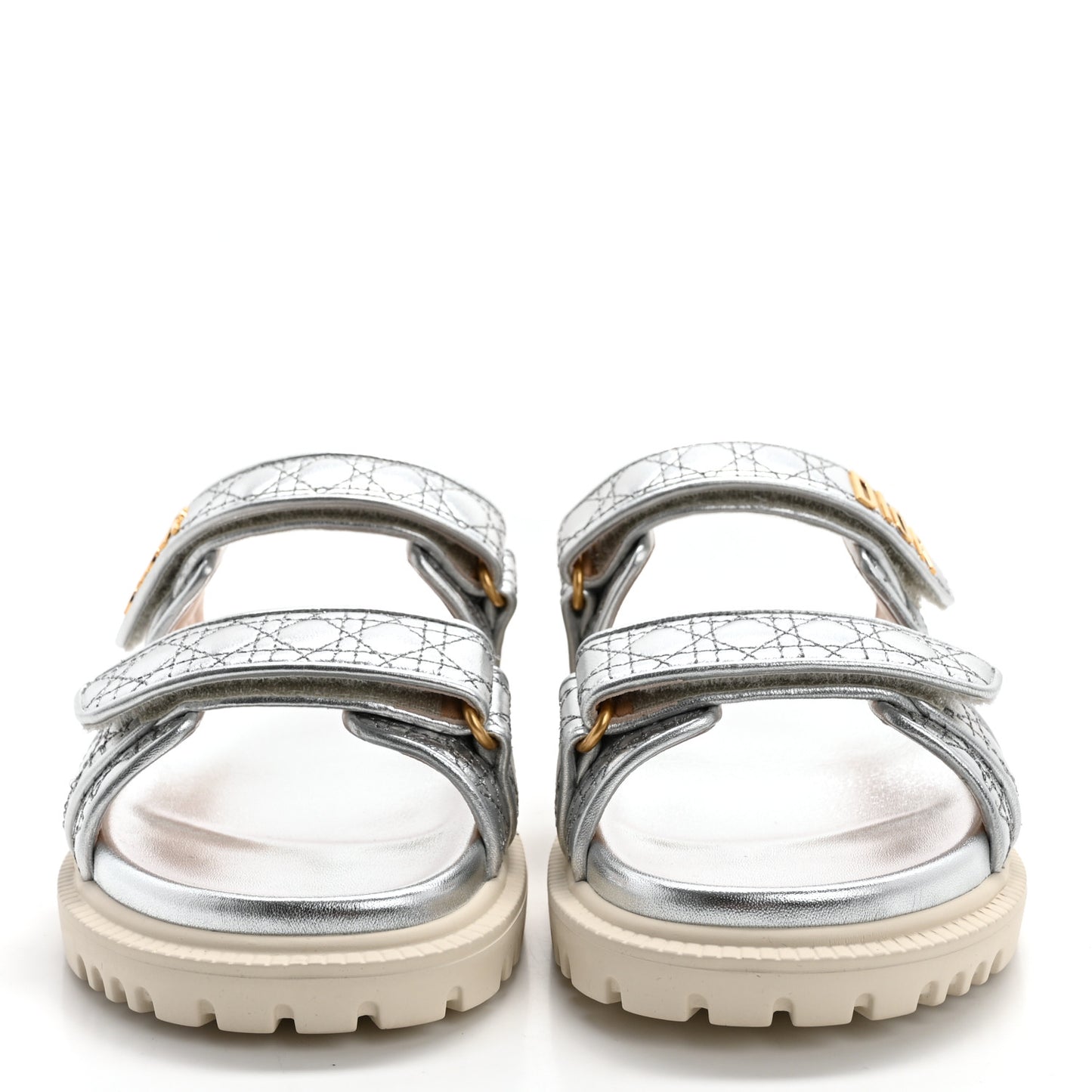 Laminated Sheepskin Cannage Dior Or Dioract Slide Sandals 40 Silver