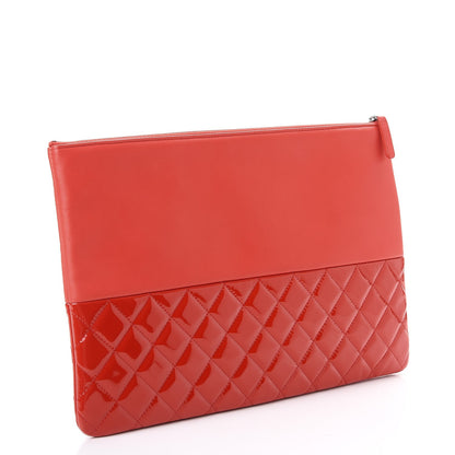 Chanel Lambskin Patent Quilted Large Cosmetic Case Red 3 of 7