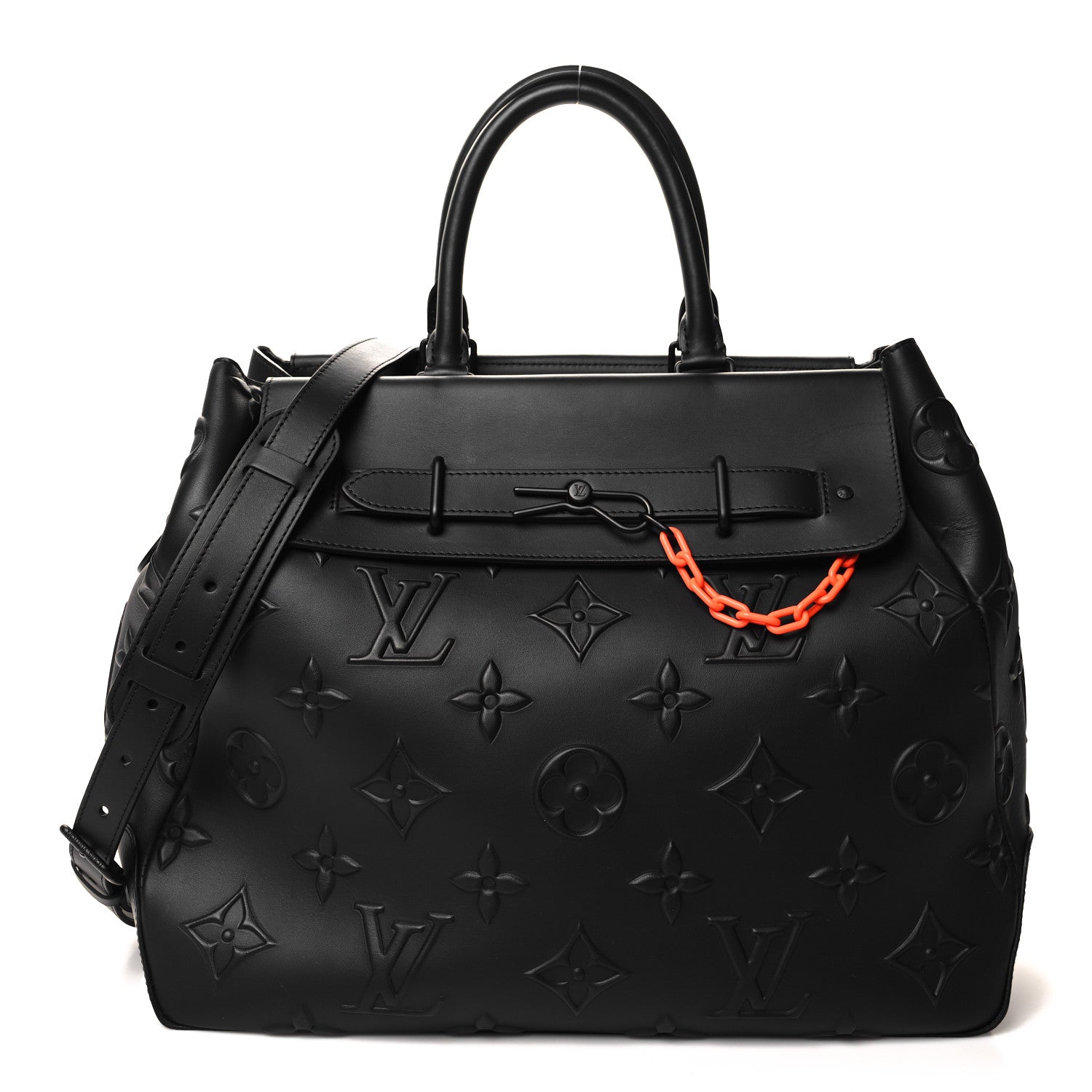 Louis Vuitton Monogram Seal Steamer Tote Black 1 of 9