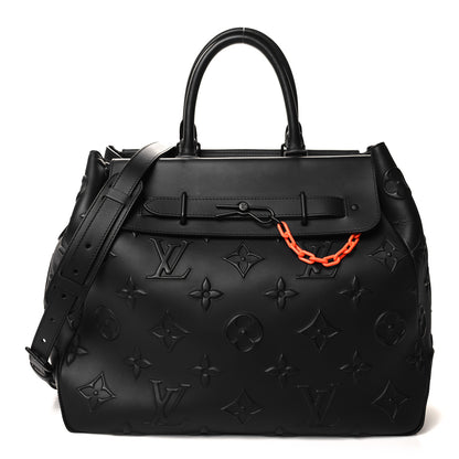 Louis Vuitton Monogram Seal Steamer Tote Black 1 of 9