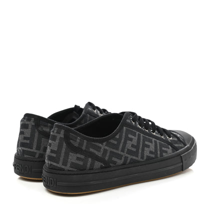 Fendi Fabric Jacquard Rubber FF Mens Domino Sneakers 11 Asfalto Black 4 of 10