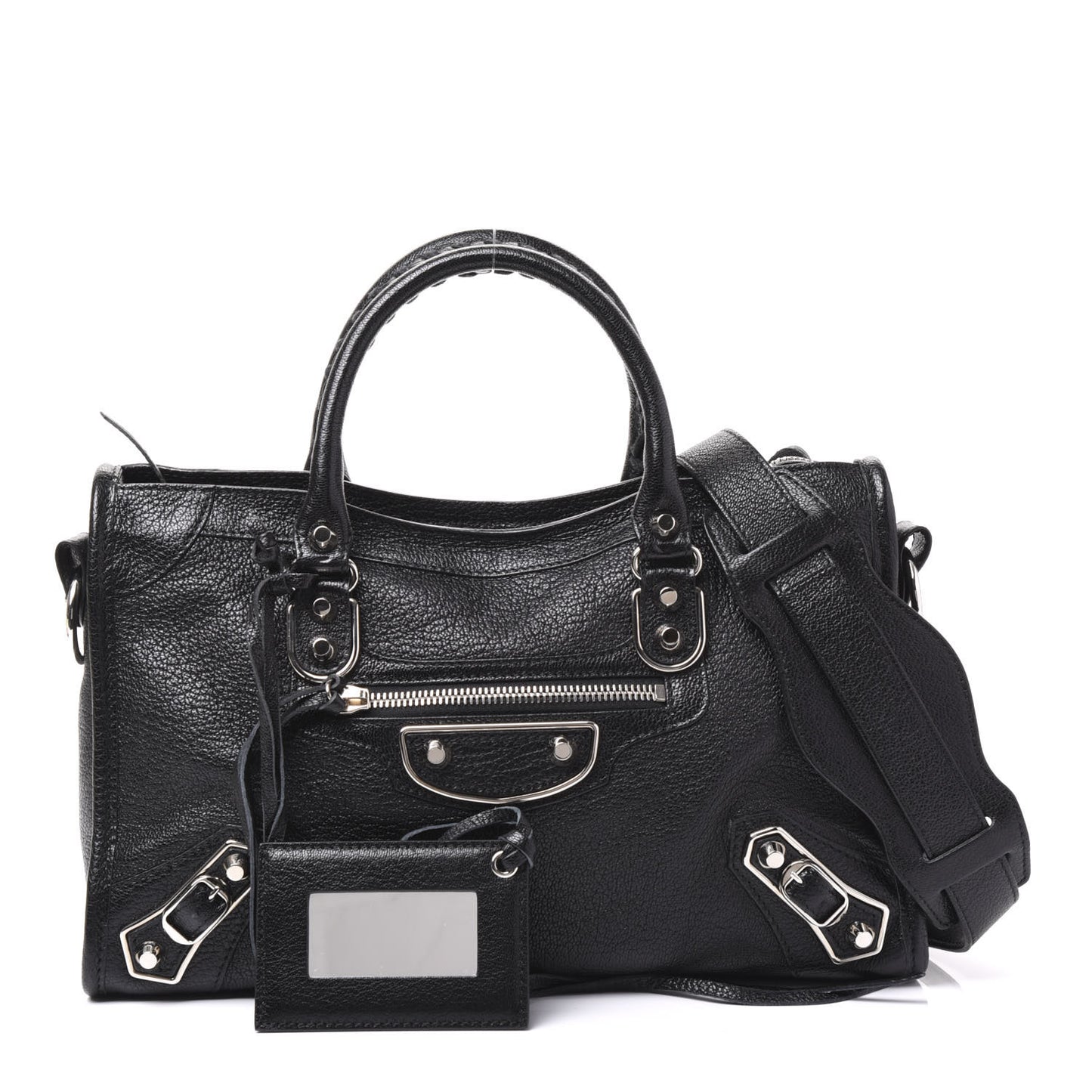 Chevre Silver Metallic Edge Hardware S City Black