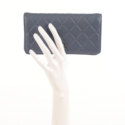 Chanel Lambskin Quilted Yen Wallet Blue 2 of 9