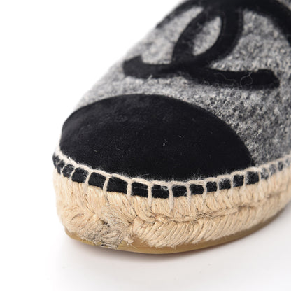 Chanel Tweed Velvet CC Espadrilles 36 Grey Black 10 of 12