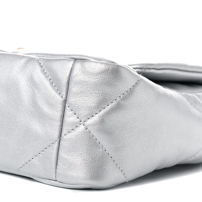 Chanel Metallic Goatskin Quilted Medium Chanel 19 Flap Silver 9 of 10