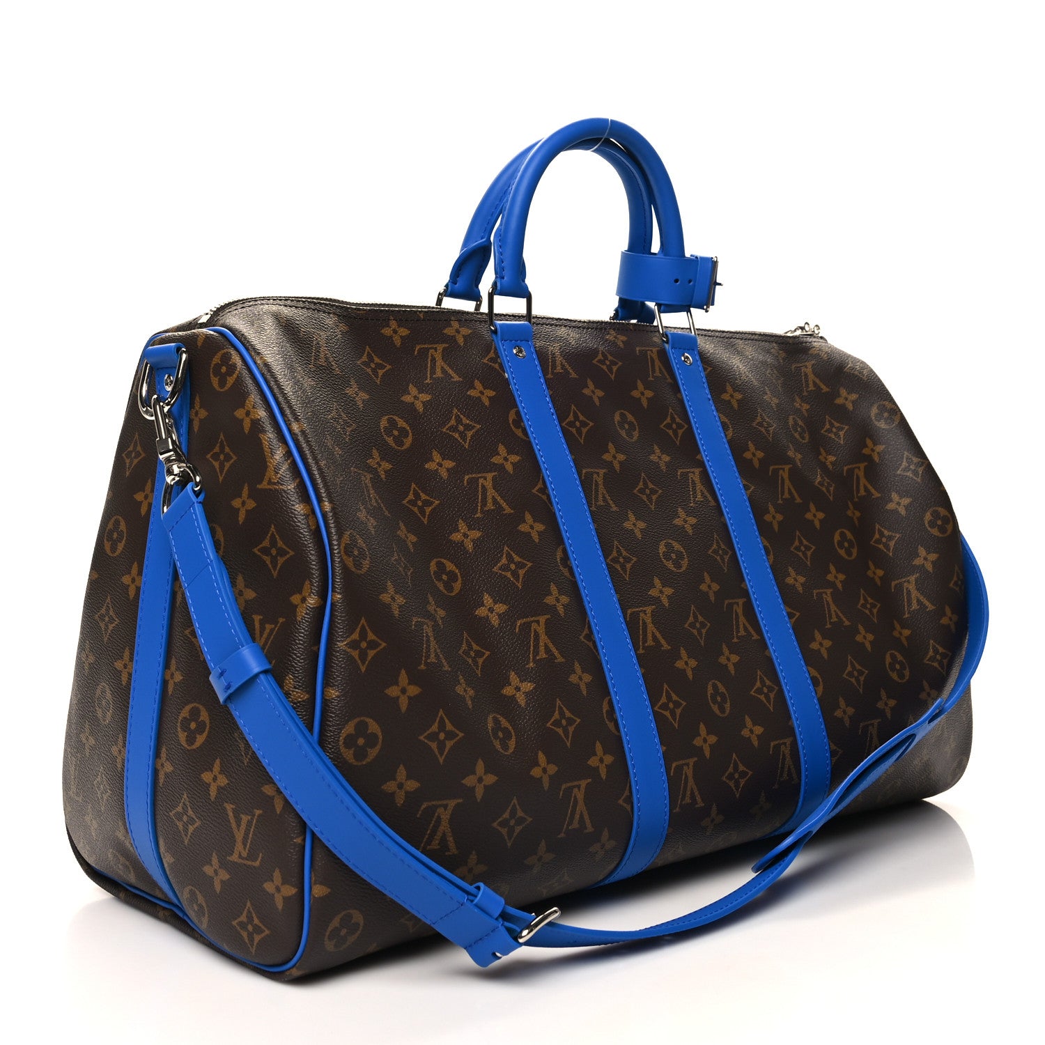 Louis Vuitton Monogram Macassar LV Colormania Keepall Bandouliere 50 Blue 2 of 10