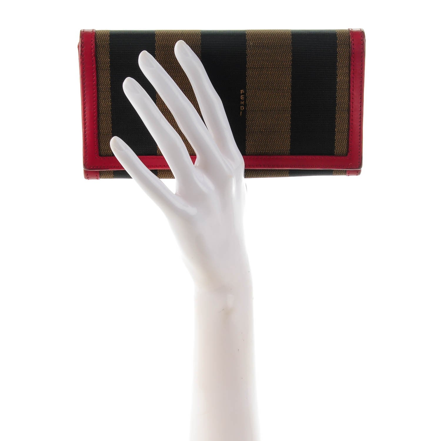 Fendi Pequin Cuoio Vegetale Organizer Continental Wallet Tobacco Rosso Miele 2 of 14