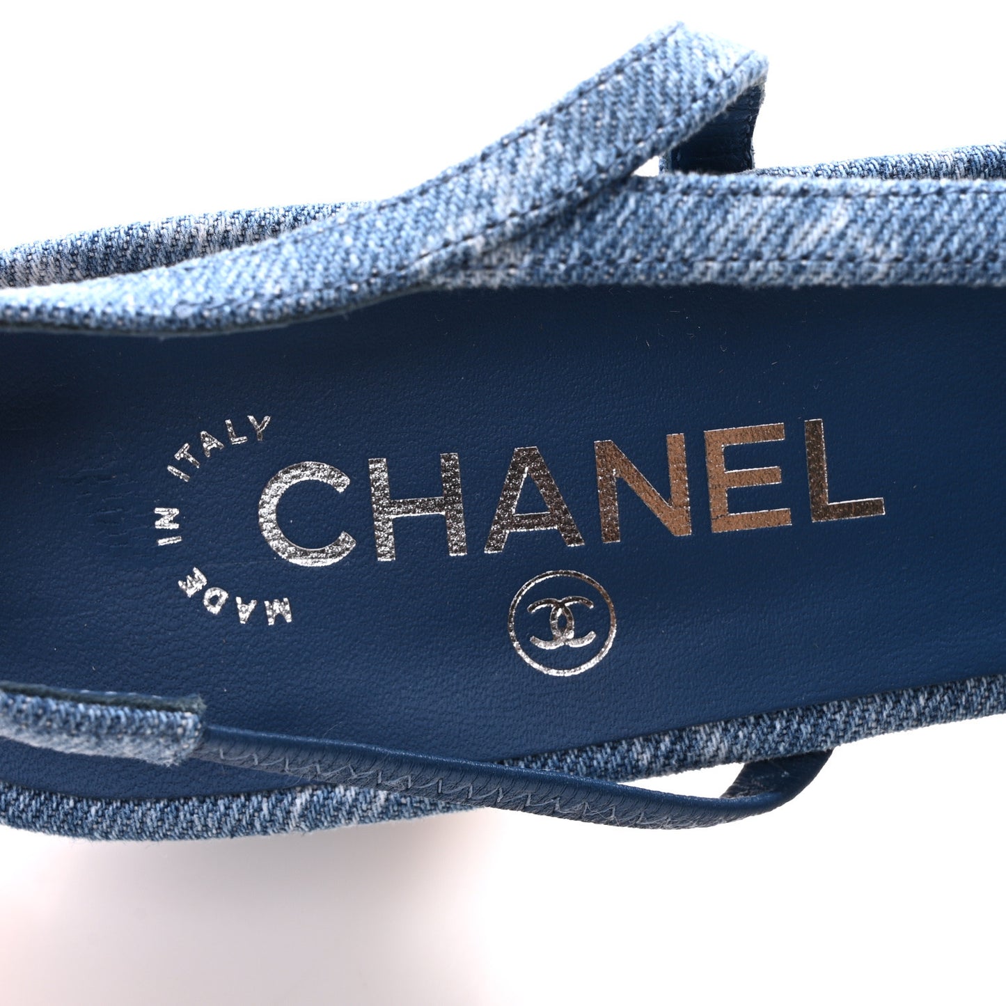 Denim Cap Toe Denim Slingback Pumps 41 Blue