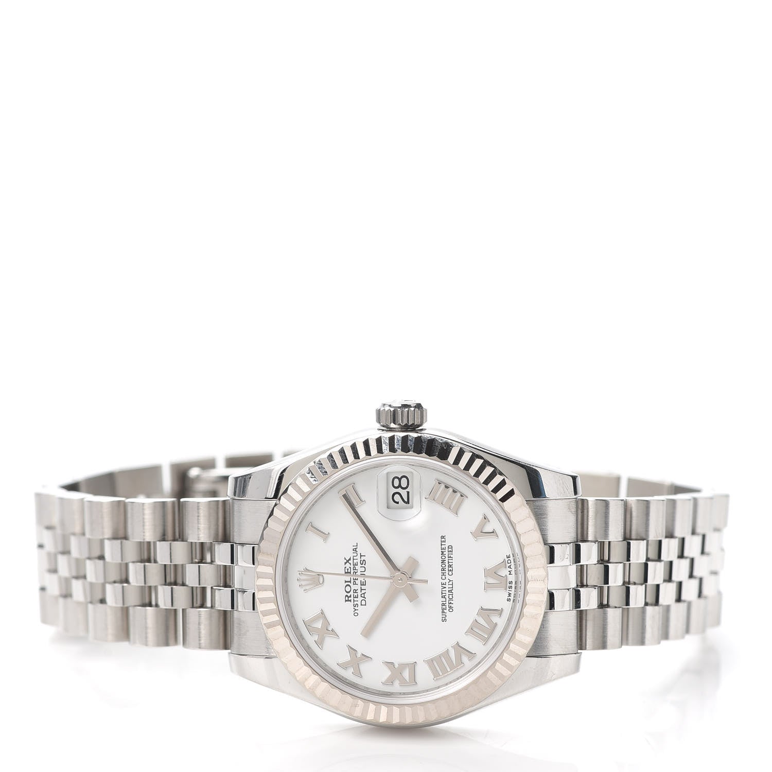 Rolex Stainless Steel 18K White Gold 31mm Oyster Perpetual Datejust Watch White Roman 178274 2 of 5