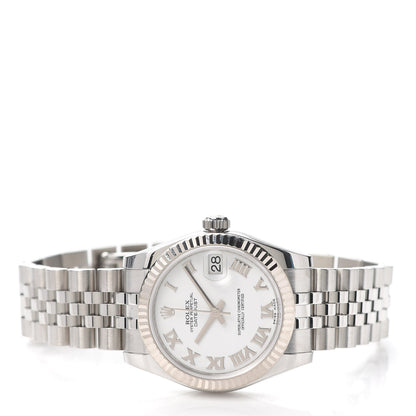 Rolex Stainless Steel 18K White Gold 31mm Oyster Perpetual Datejust Watch White Roman 178274 2 of 5