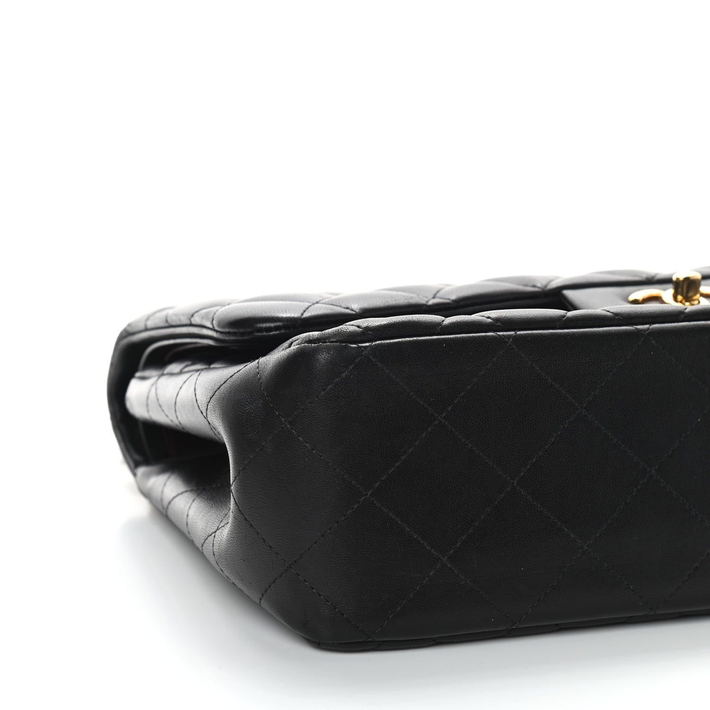 Lambskin Quilted Jumbo Double Flap Black