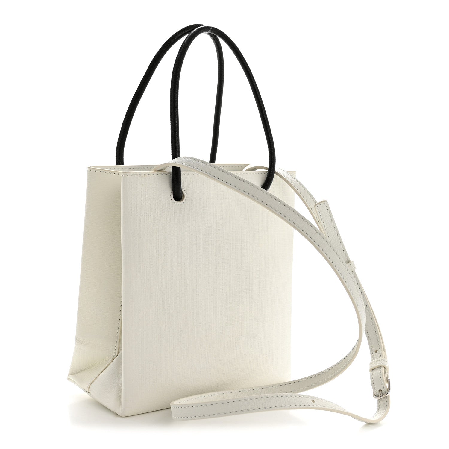 Balenciaga Squared Calfskin Logo North South Shopper Tote XXS White 3 of 15
