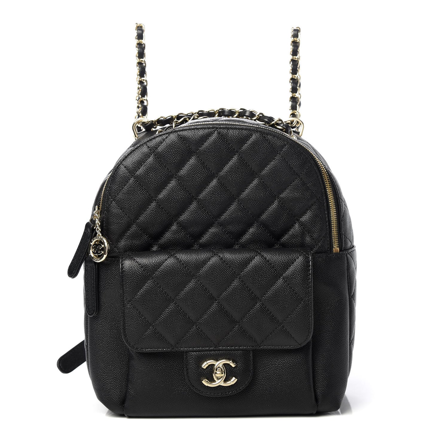 Caviar Quilted Medium Zip Around Backpack Black