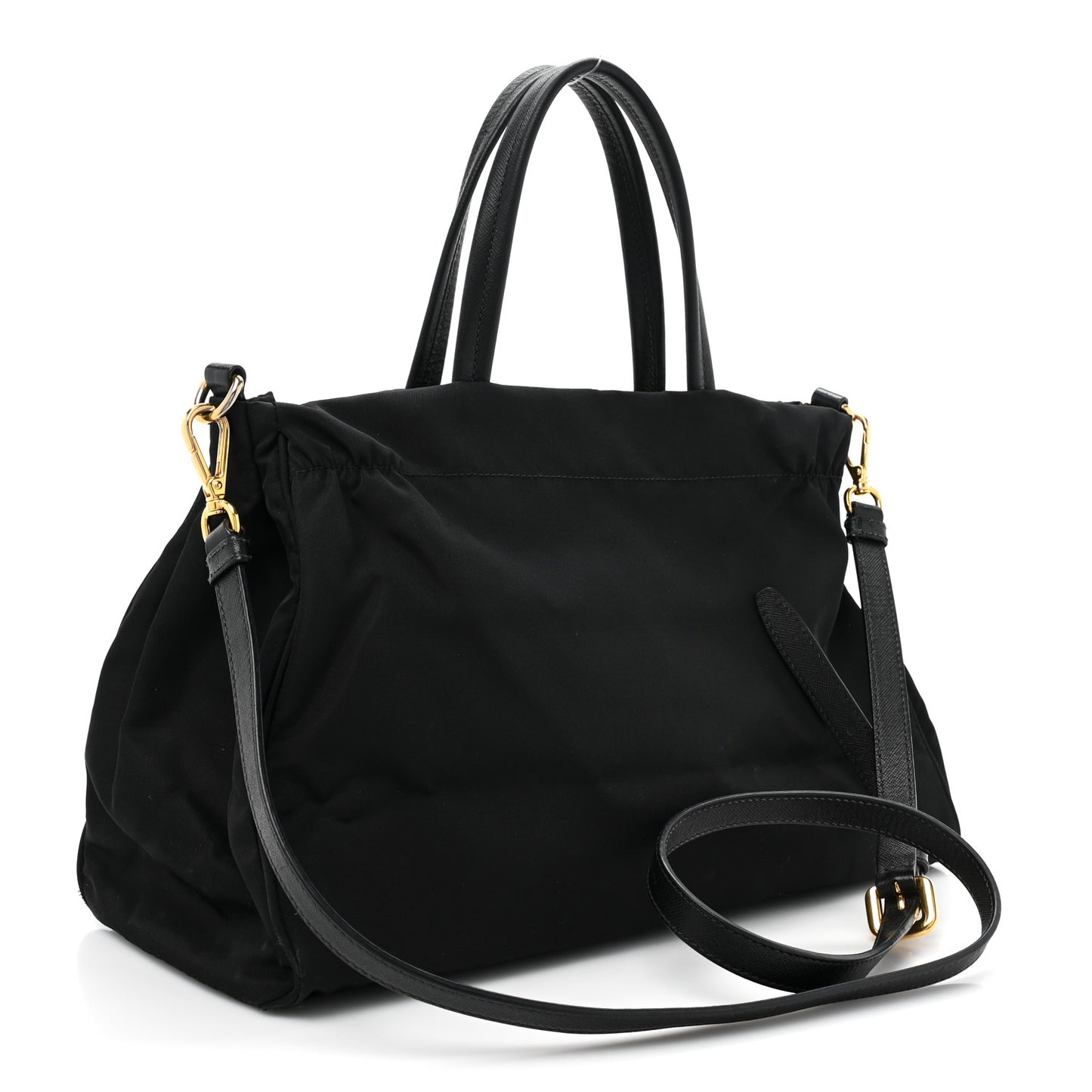 Tessuto Nylon Saffiano Shopping Tote Black