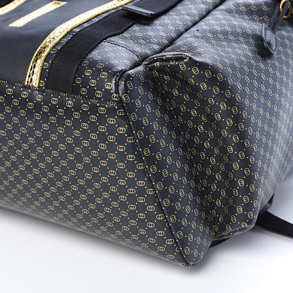 Gucci X DAPPER DAN Calfskin Laminated Ayers GG Micro Monogram Double Buckle Backpack Black Gold 11 of 11