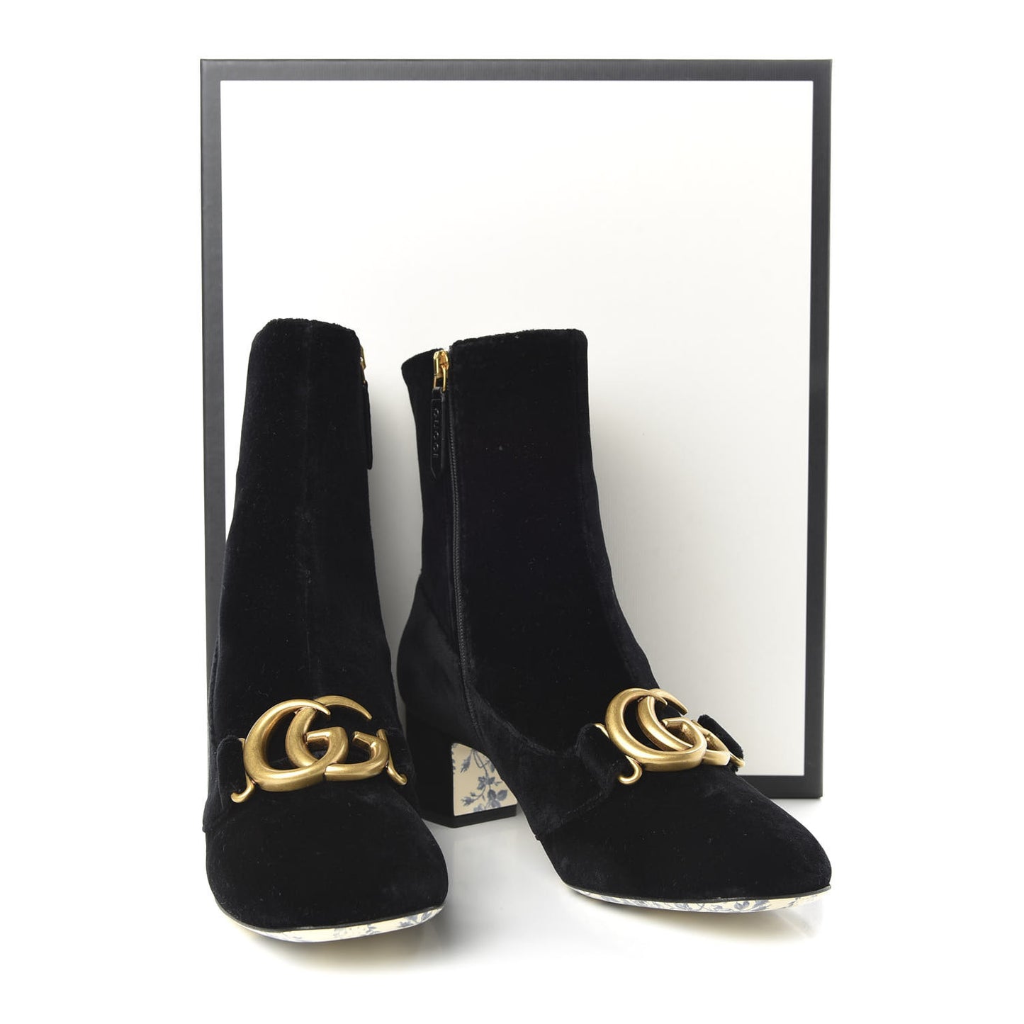 Softy Velvet Malaga Kid GG Victoire 55mm Ankle Boots 37.5 Black