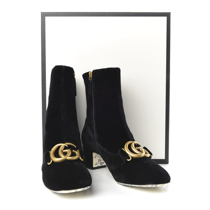 Gucci Softy Velvet Malaga Kid GG Victoire 55mm Ankle Boots 37.5 Black 10 of 10