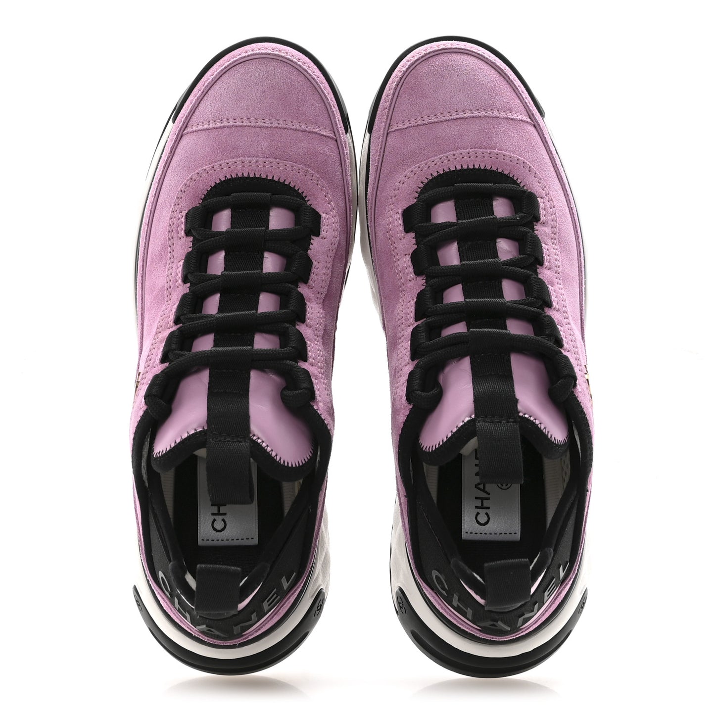 Suede Calfskin Nylon Grosgrain CC Sneakers 36.5 Dark Pink