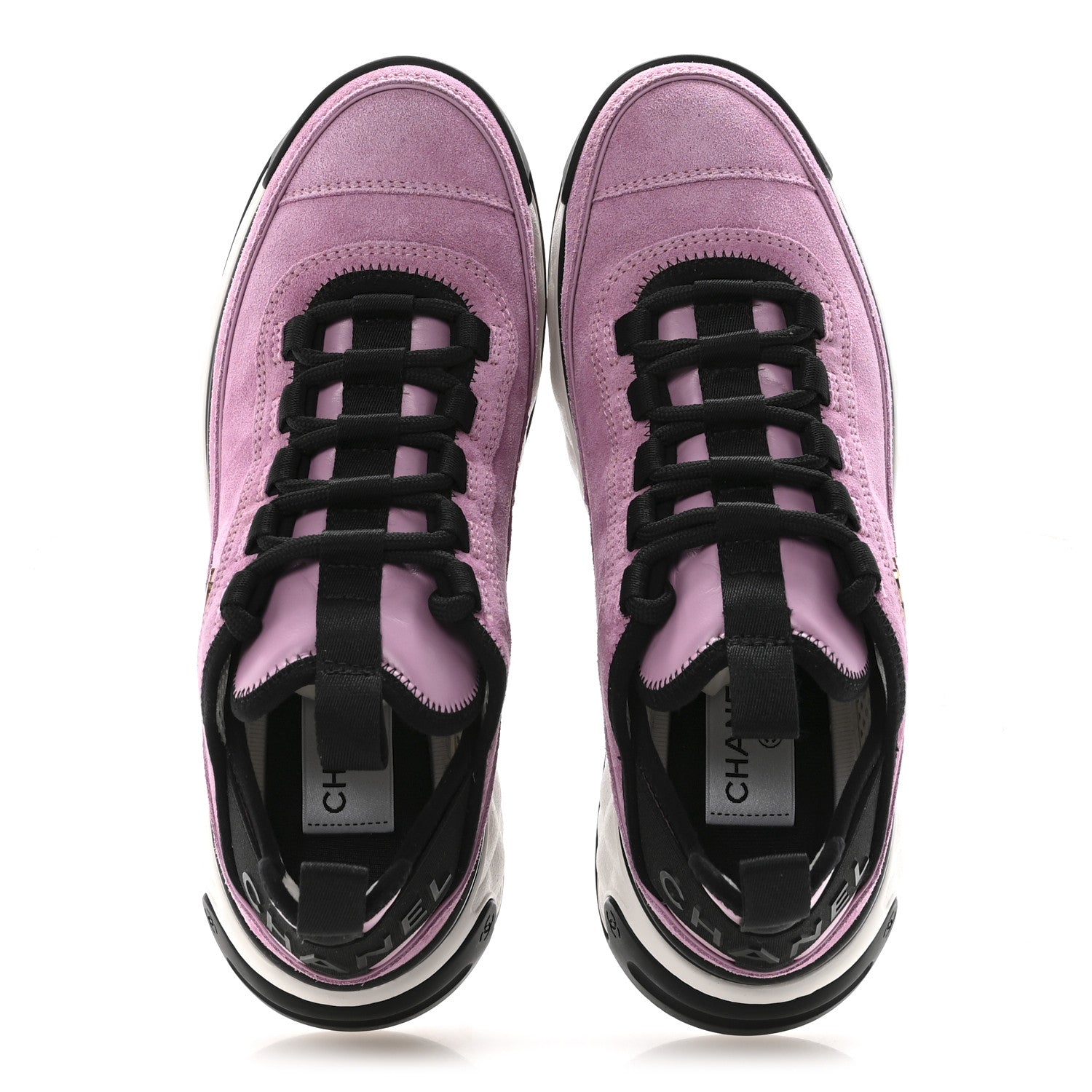 Chanel Suede Calfskin Nylon Grosgrain CC Sneakers 36.5 Dark Pink 2 of 10
