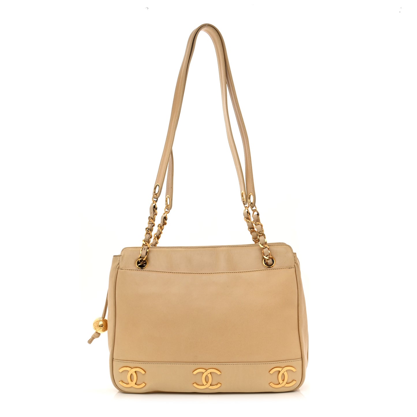 Lambskin CC Shoulder Bag Beige
