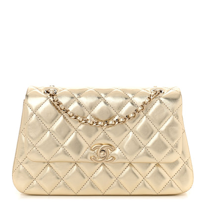 Chanel Metallic Lambskin Quilted Flap Gold 1 of 11