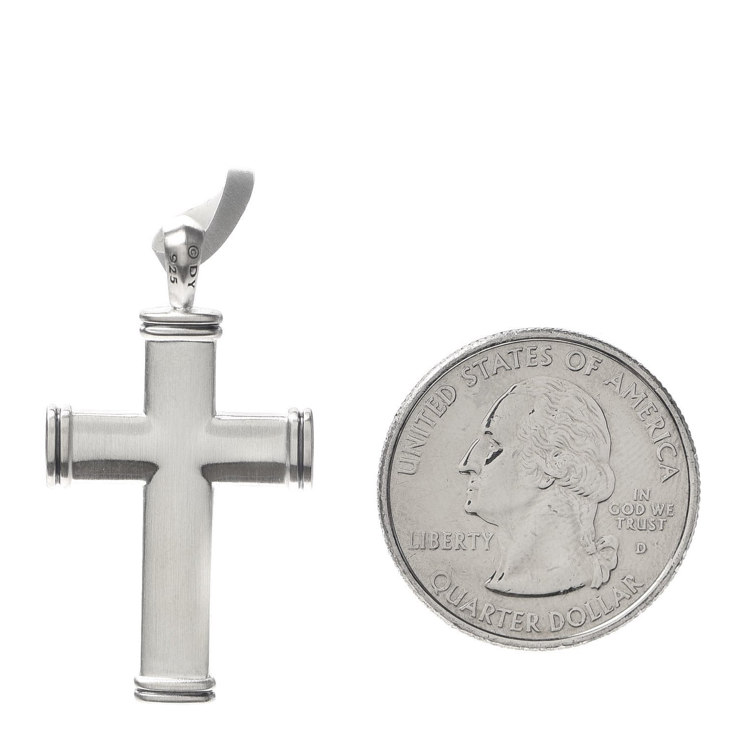 Sterling Silver Black Diamond Streamline Cross Tag Pendant