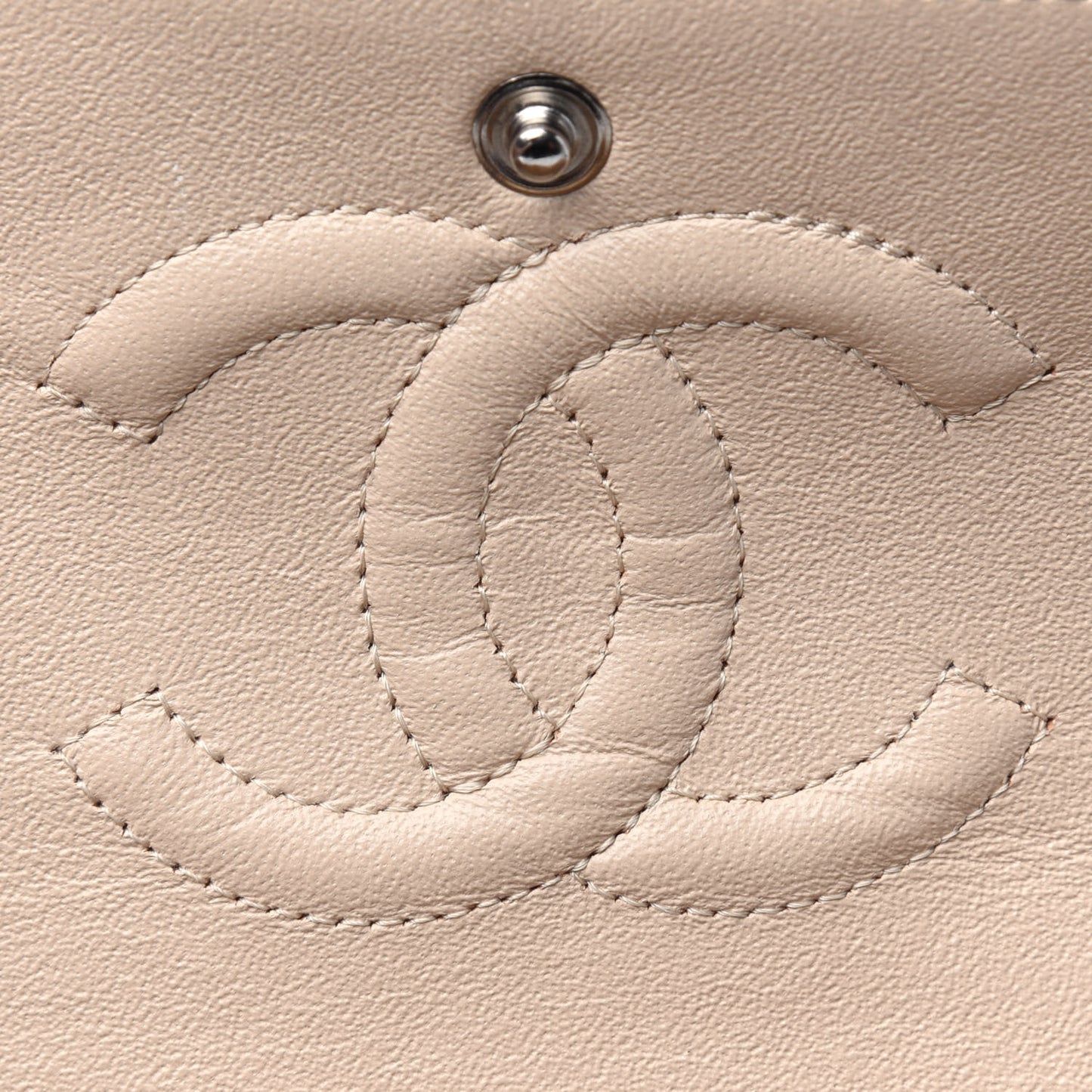 Lambskin Quilted Medium Double Flap Beige