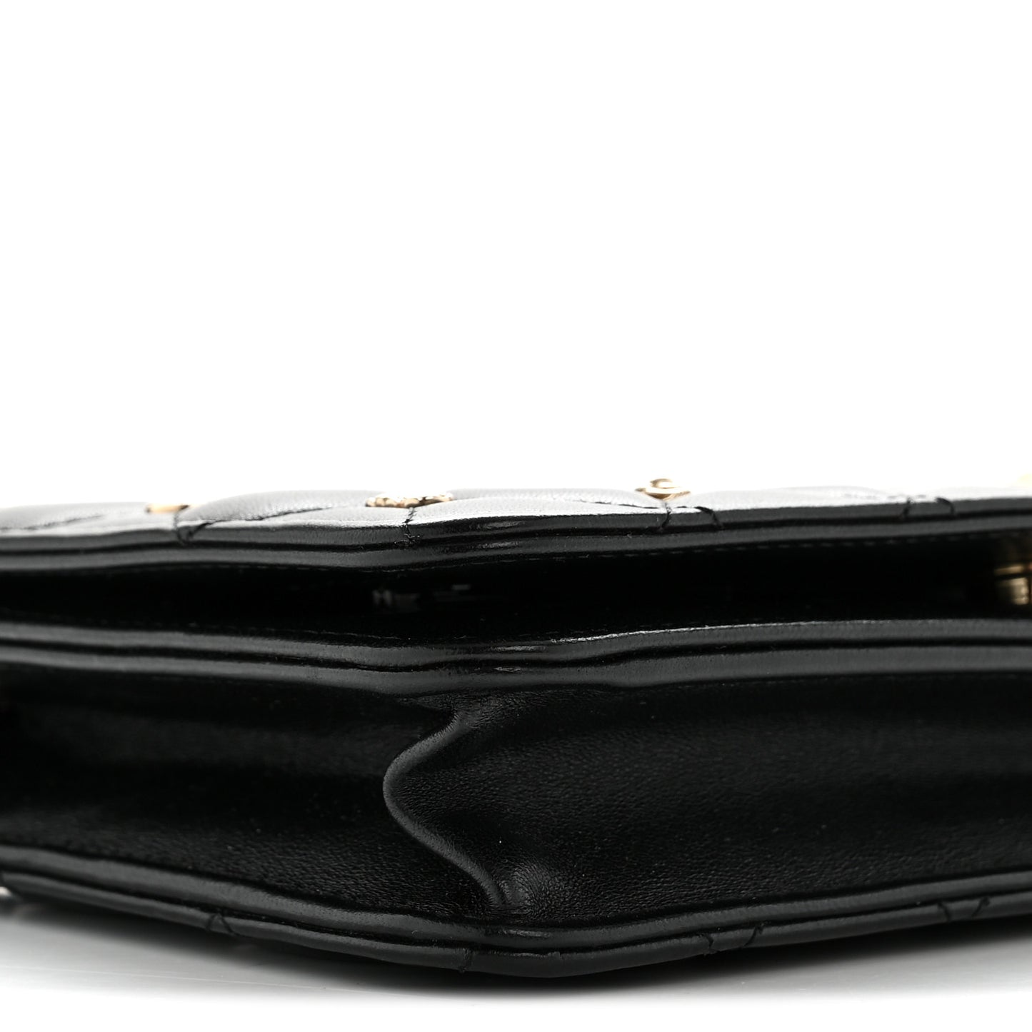 Lambskin Quilted All About Chanel Charm Wallet On Chain WOC Black