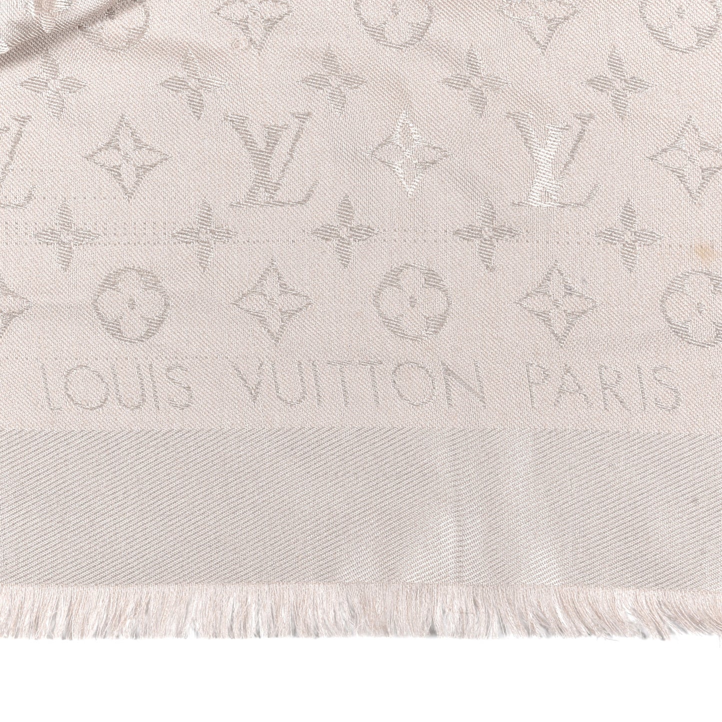 Wool Silk Monogram Denim Shawl Pearl Grey