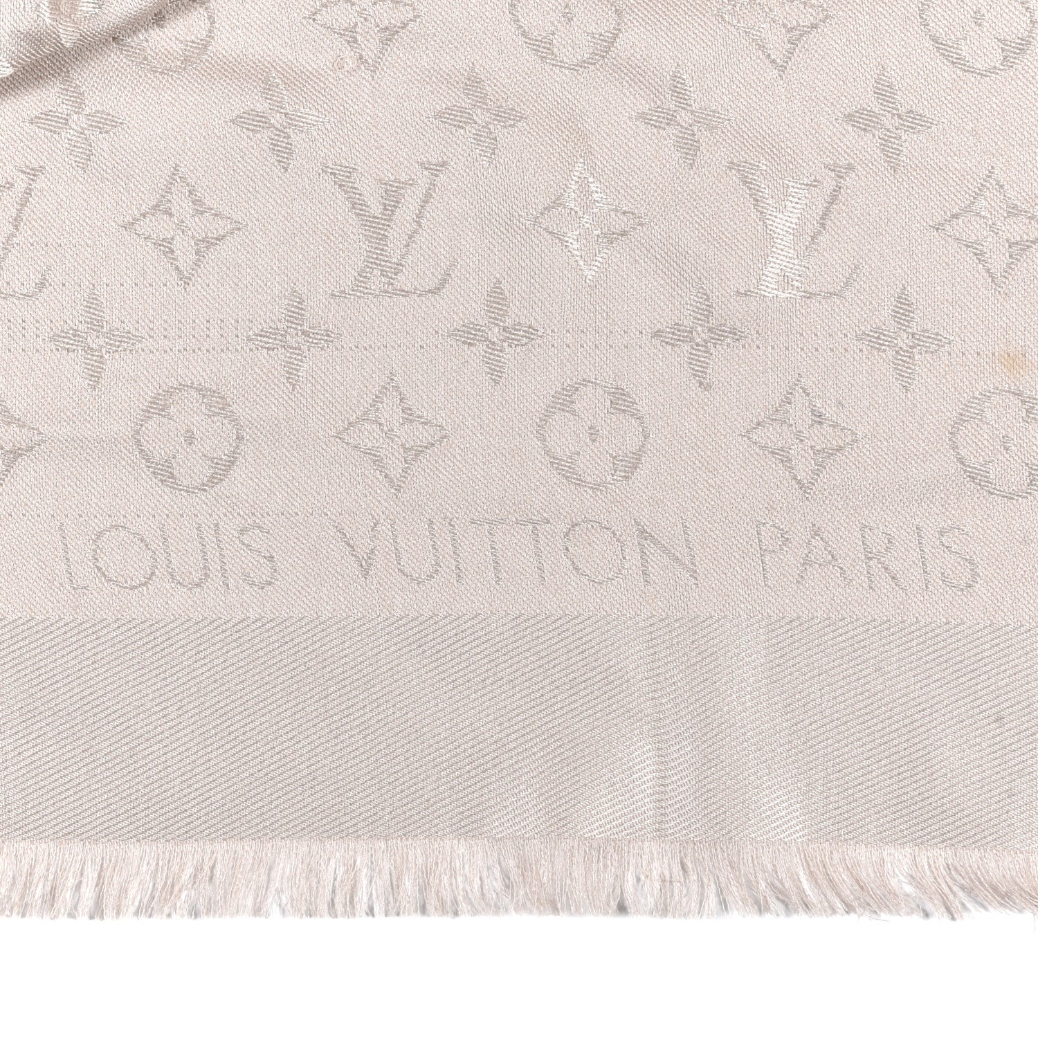 Louis Vuitton Wool Silk Monogram Denim Shawl Pearl Grey 2 of 6