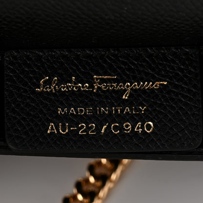 Salvatore Ferragamo Hammered Calfskin Vara Bow Mini Bag Black 6 of 9