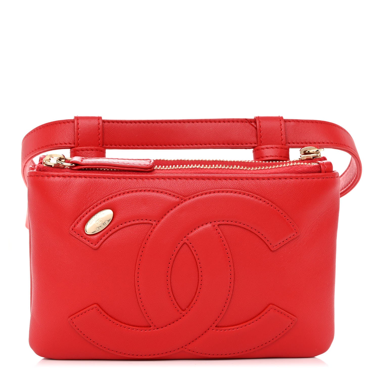 Chanel Lambskin CC Mania Waist Belt Bag Red 1 of 11