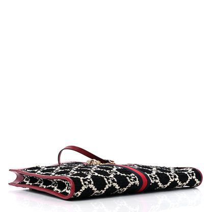 Gucci Tweed GG Monogram Large Rajah Chain Tote Romantic Cherry Black White 5 of 11
