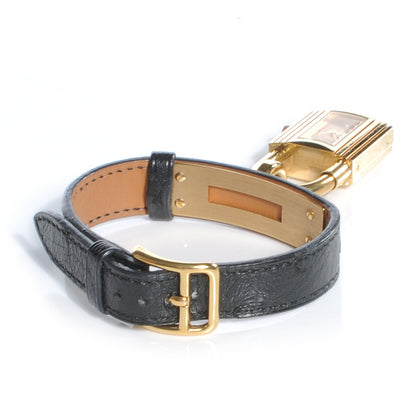 Hermes Stainless Steel Ostrich 20mm Kelly Cadena Quartz Watch Noir 5 of 7