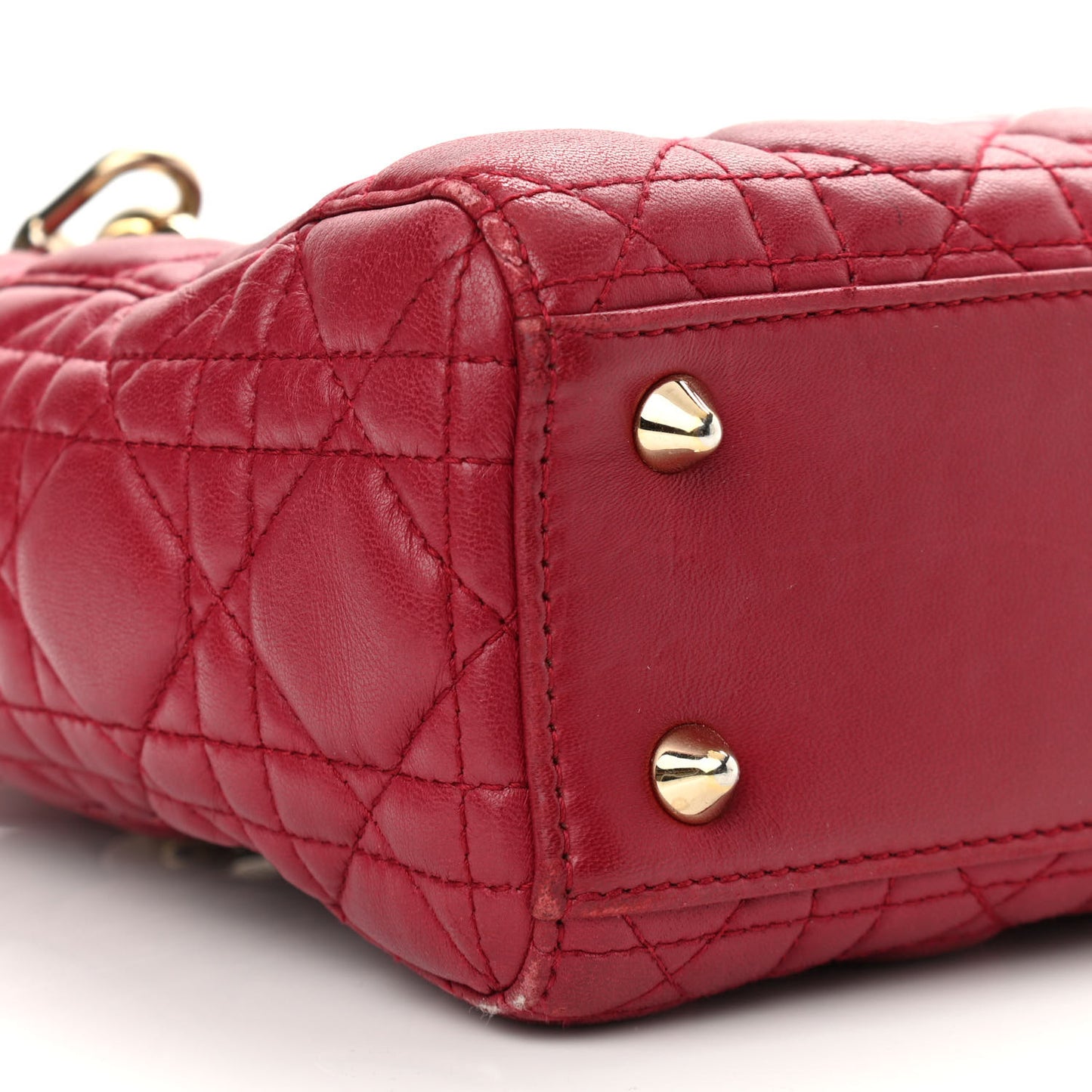 Lambskin Cannage Small Lucky Badges My Lady Dior Red