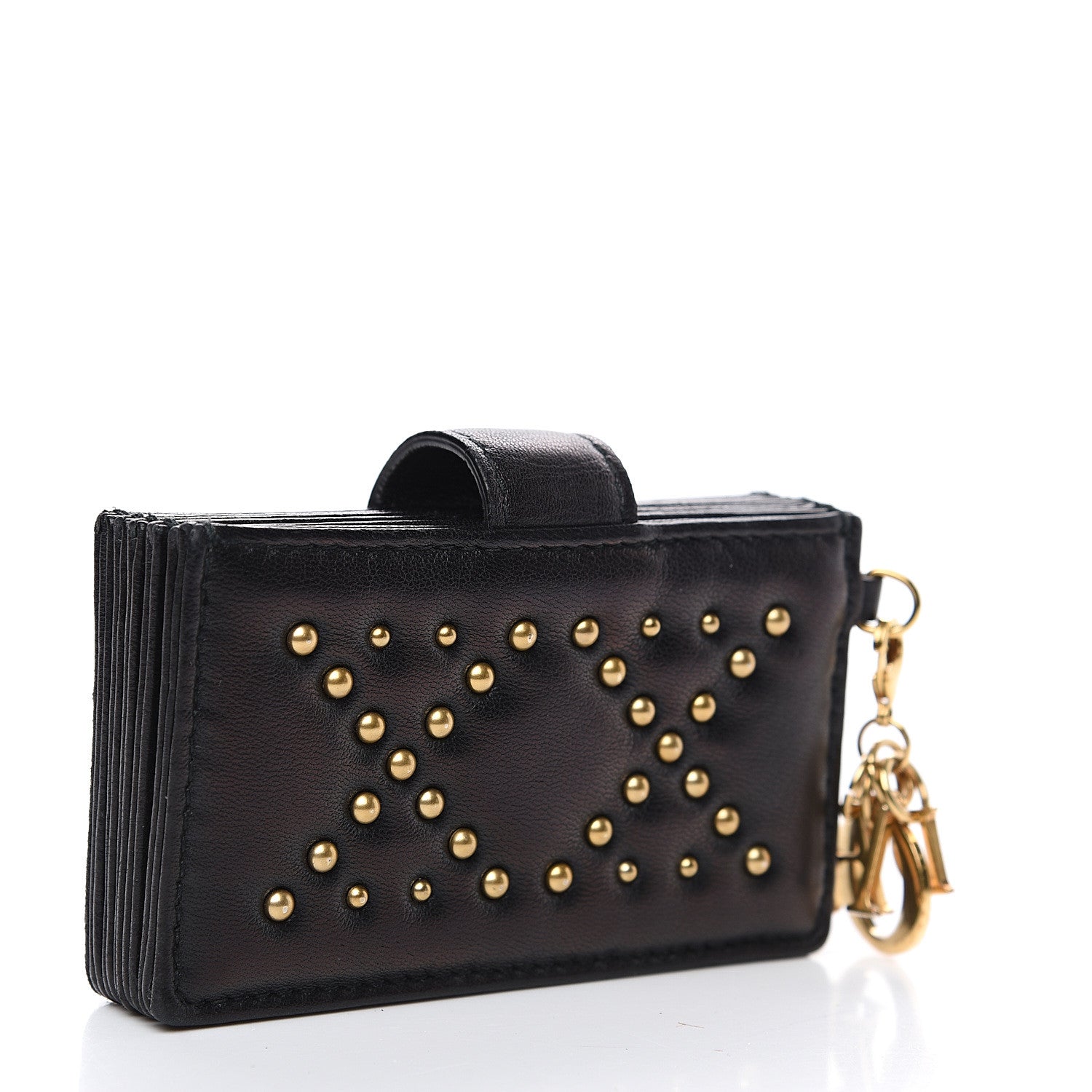 Christian Dior Lambskin Studded Cannage Lady Dior 5-Gusset Card Holder Black 2 of 7