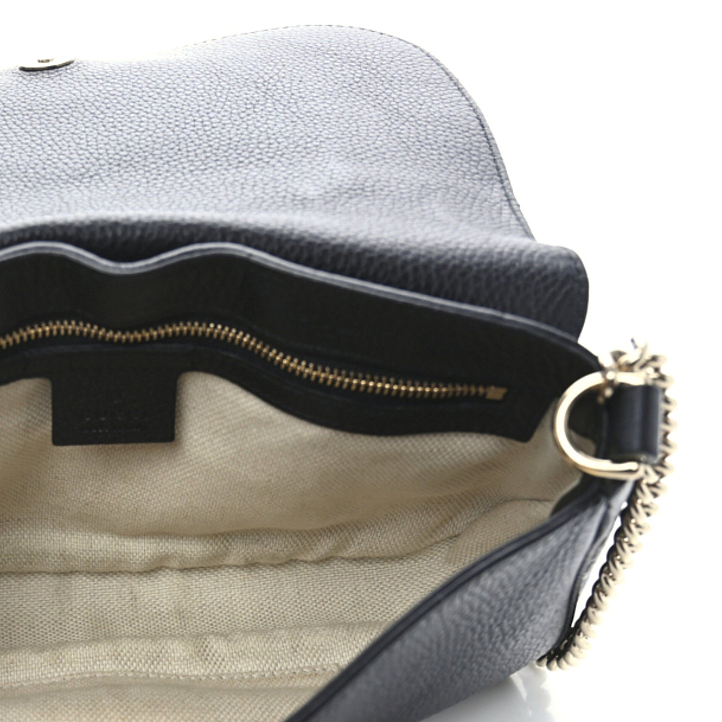 Pebbled Calfskin Medium Soho Flap Crossbody Black