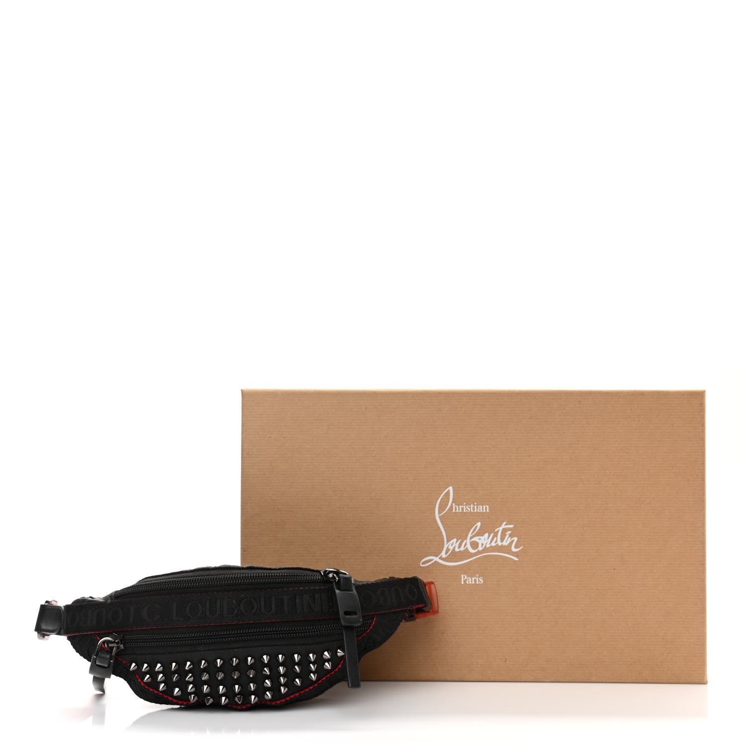 Christian Louboutin Calfskin Spiked Paris NYC Belt Bag Black