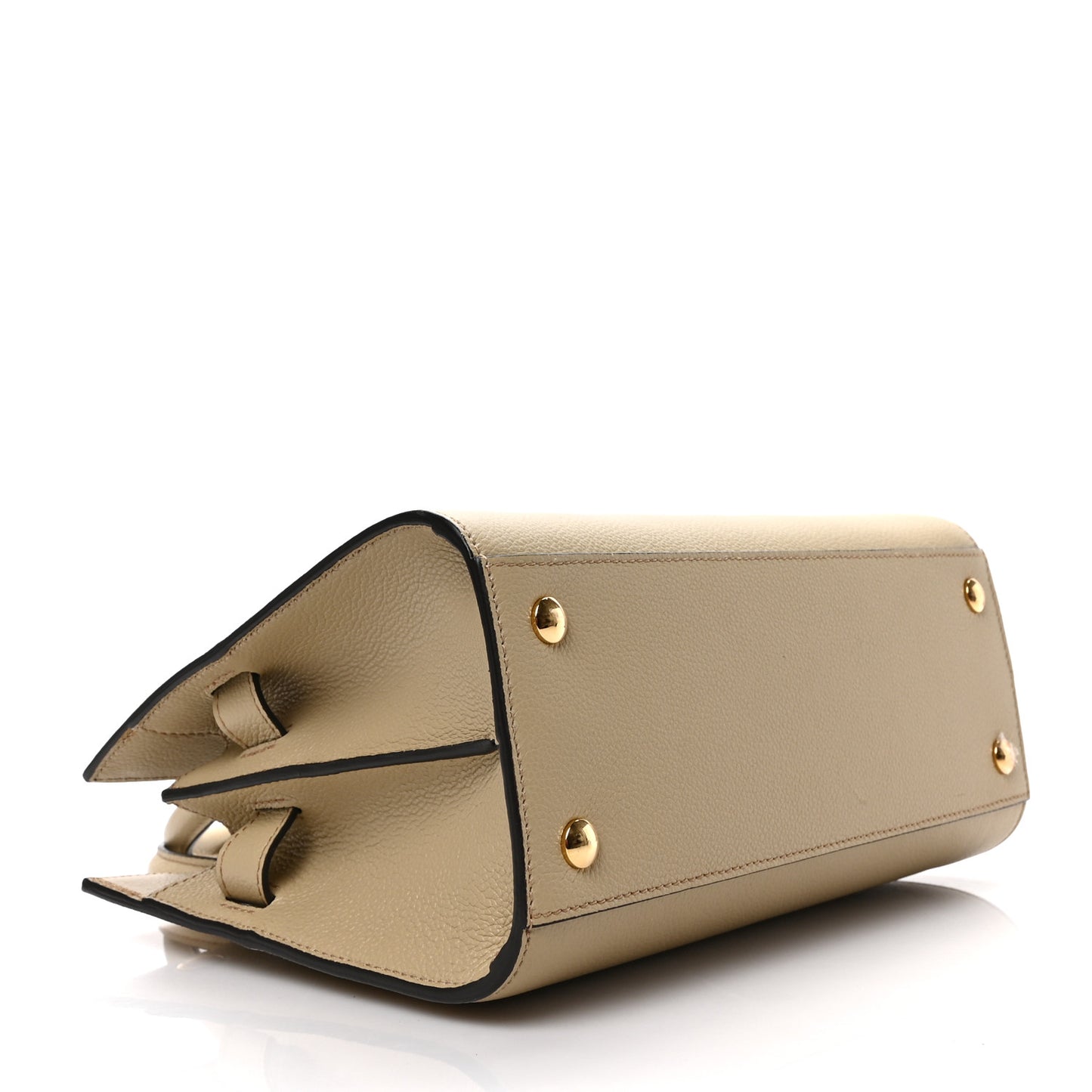 Grainy Calfskin Mini Two Handle Title Bag Camel