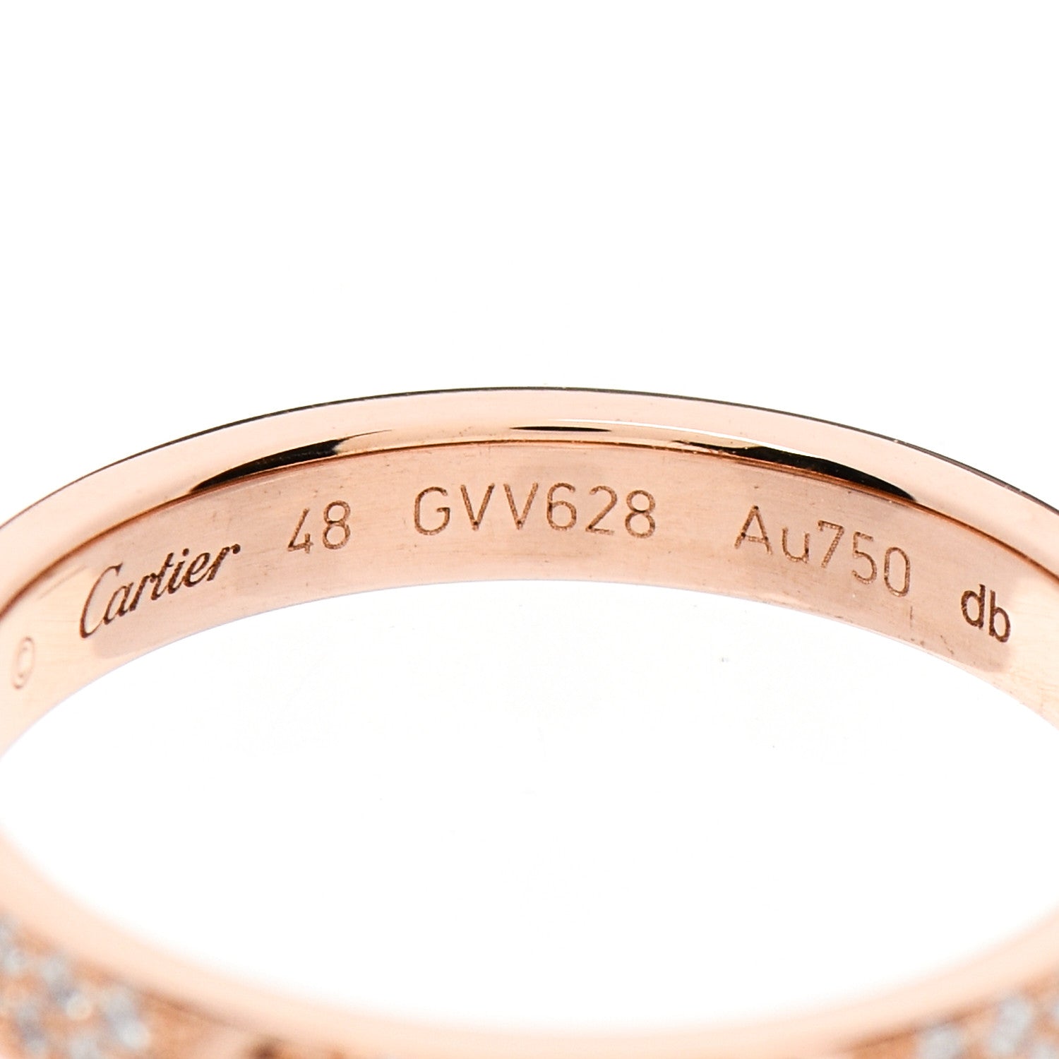 Cartier 18K Pink Gold Diamond 2.6mm LOVE Paved Band Ring 48 4.5 4 of 5
