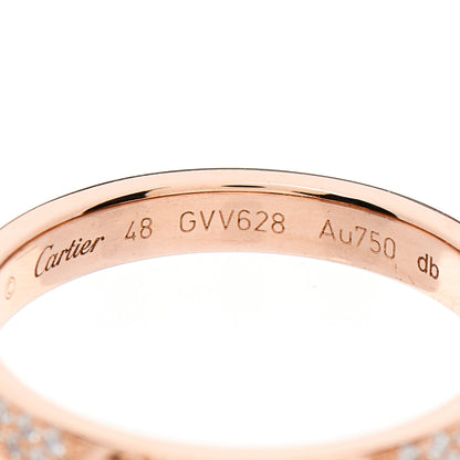 Cartier 18K Pink Gold Diamond 2.6mm LOVE Paved Band Ring 48 4.5 4 of 5