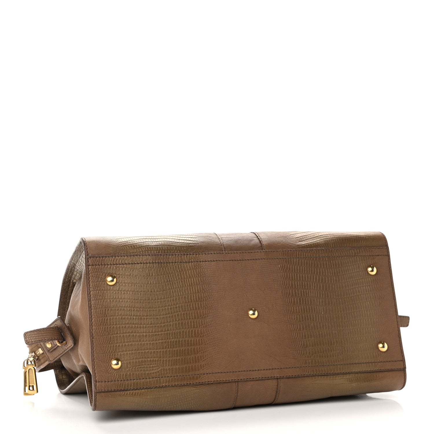 Saint Laurent Lizard Calfskin Embossed Medium Cabas ChYc Brown 3 of 12