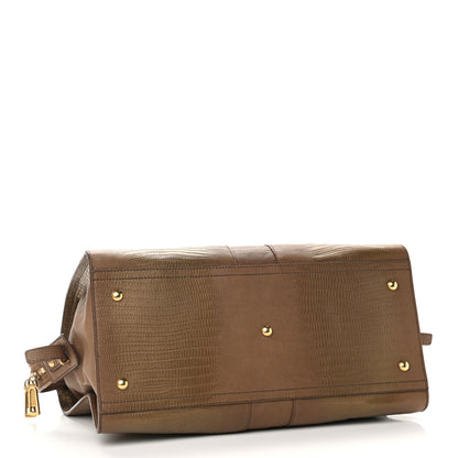 Saint Laurent Lizard Calfskin Embossed Medium Cabas ChYc Brown 3 of 12