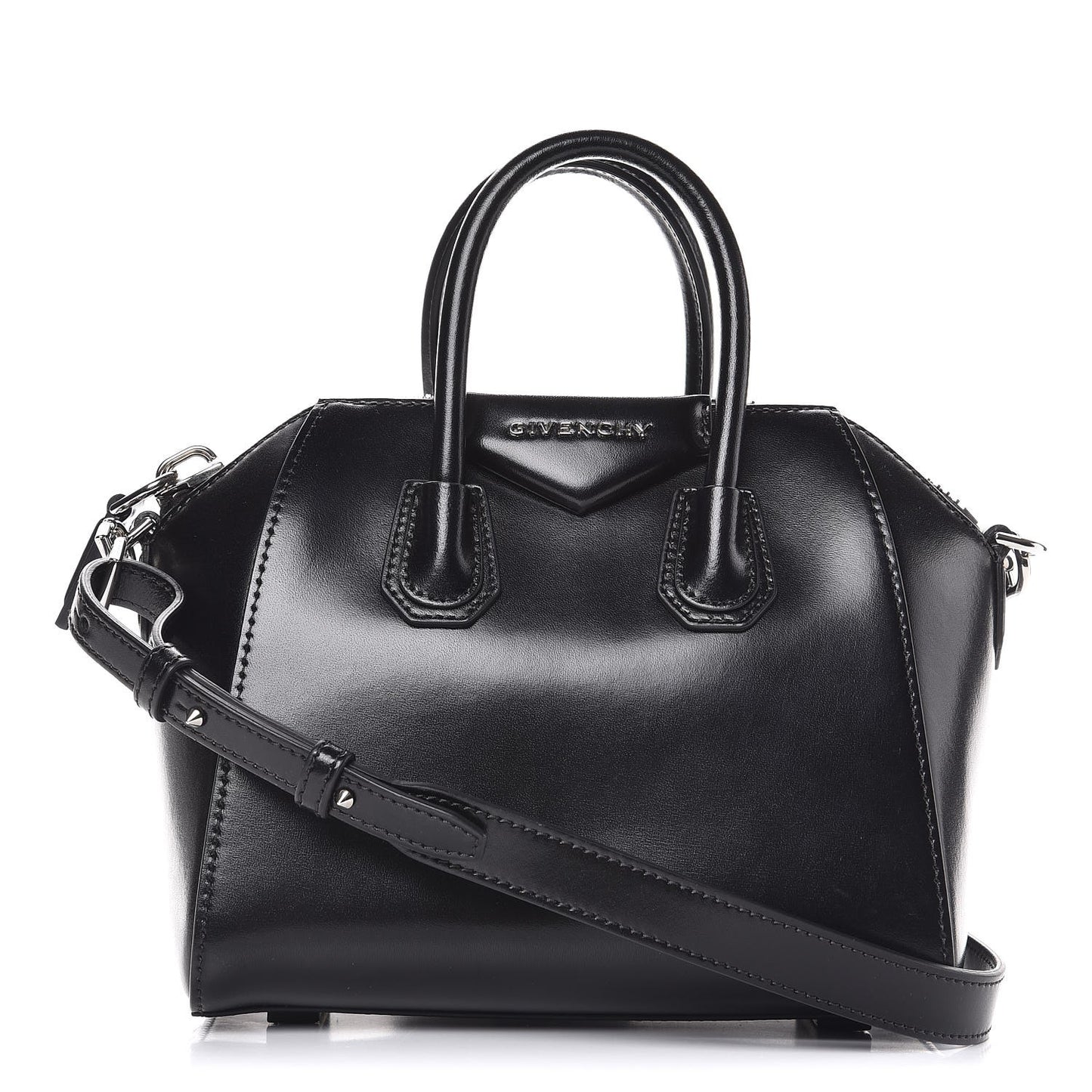 Shiny Lord Calfskin Mini Antigona Black