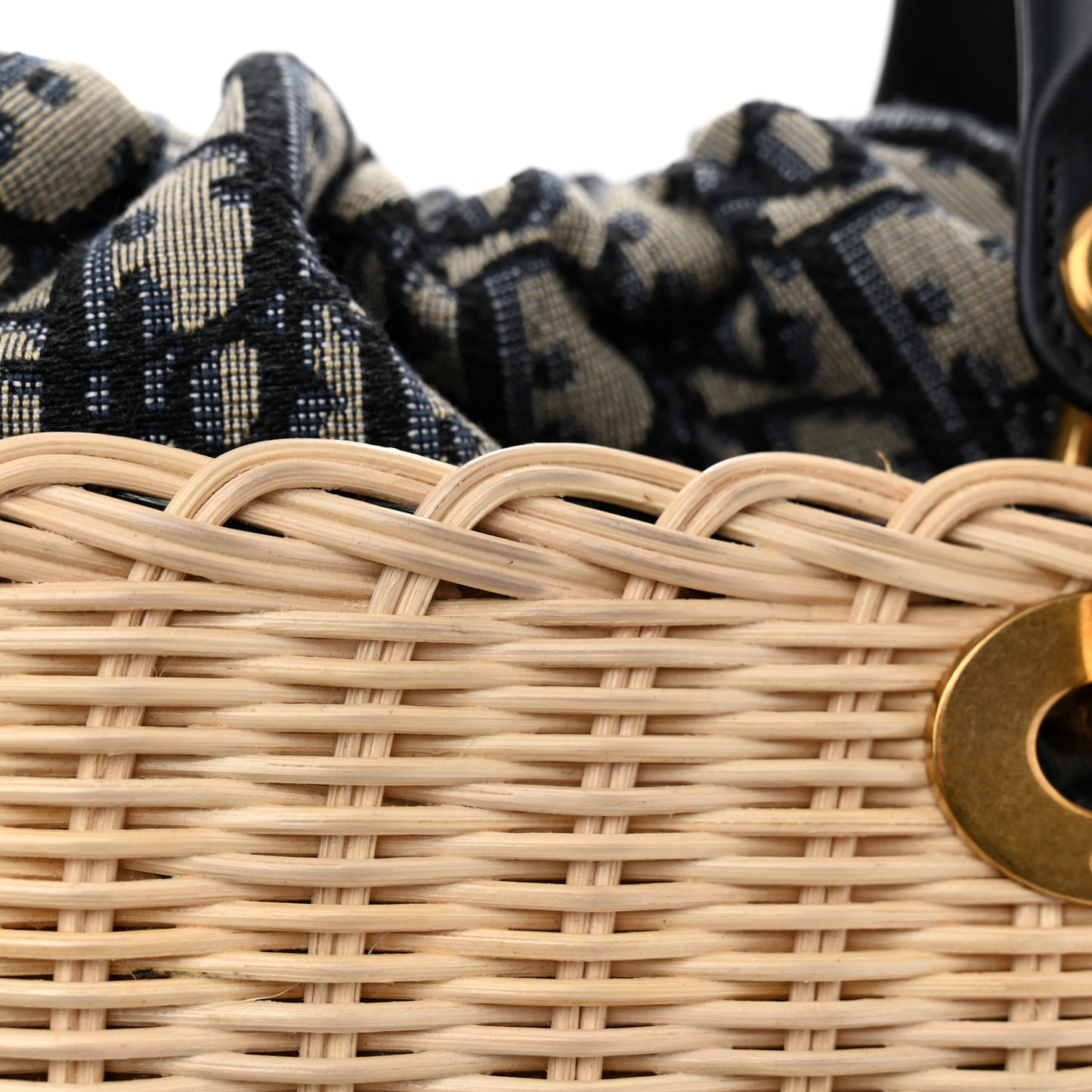 Wicker Oblique Medium Lady Dior Bag Blue