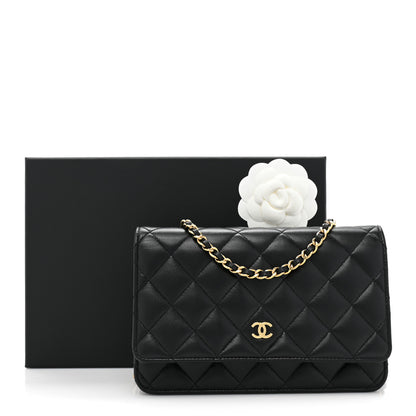 Chanel Lambskin Quilted Wallet On Chain WOC Black 16 of 16