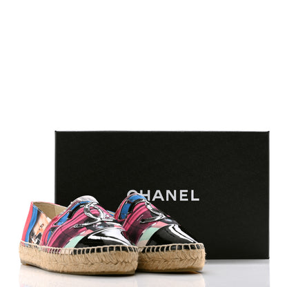 Chanel Fabric Patent CC Espadrilles 37 Multicolor Black 10 of 10