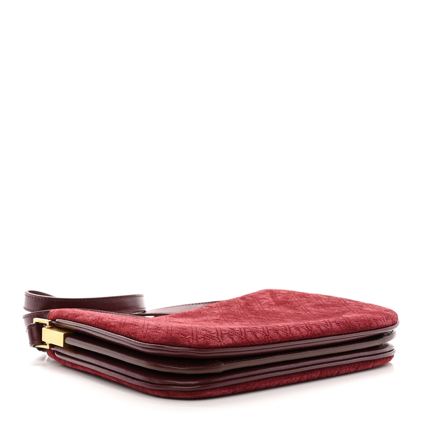 Suede All-Over Monogram Crossbody Burgundy