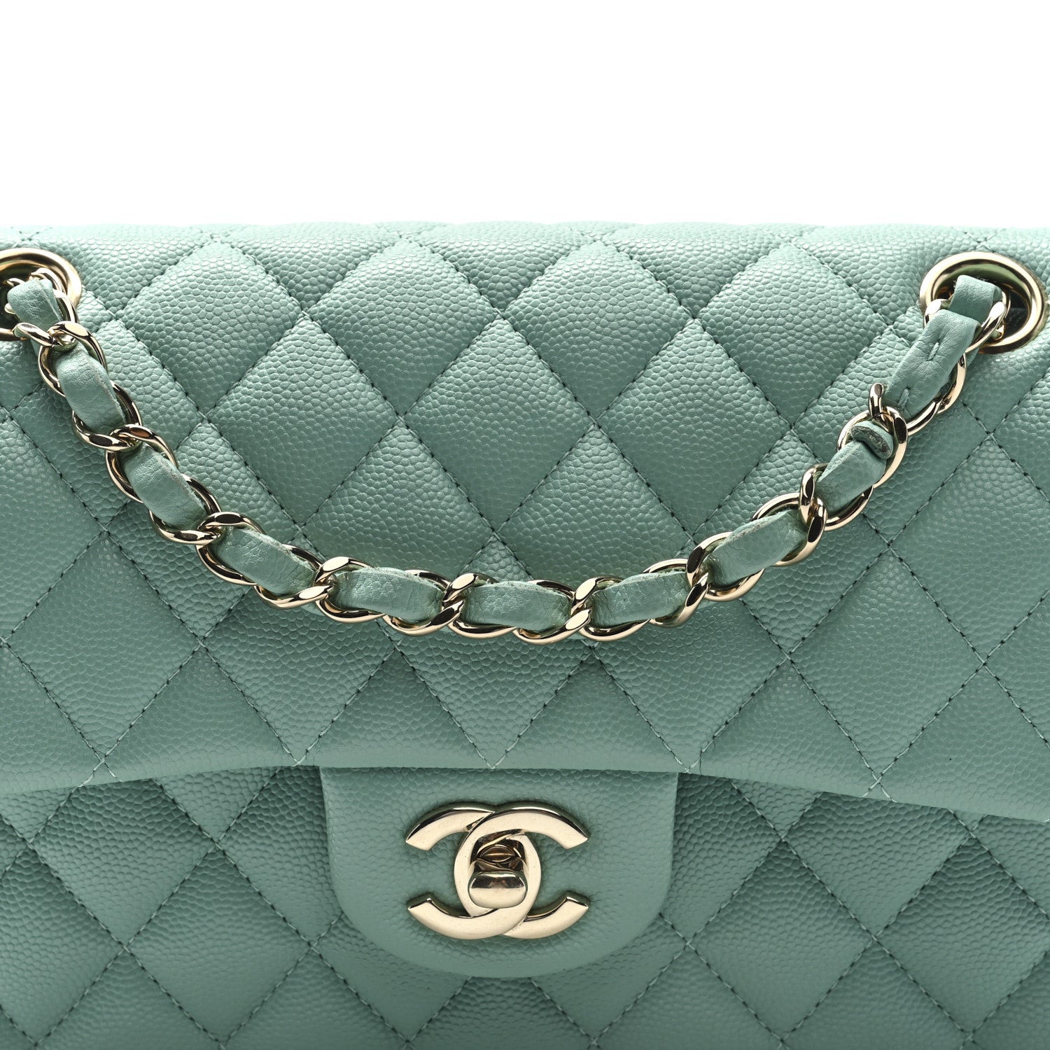 Chanel Caviar Quilted Small Double Flap Light Blue 8 of 10
